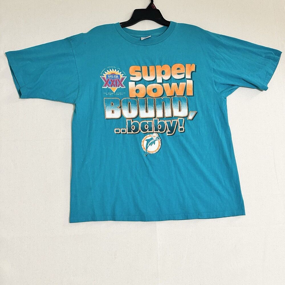 VTG 90's 1994 Mendez Miami Dolphins Super Bowl Bound T-Shirt XL Football NFL USA